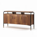 Houten dressoir met metalen frame en drie opbergvakken 120 x 40 x 75cm