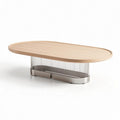 eikenhouten salontafel met roestvrijstalen onderstel 120 x 60 x 40cm