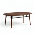 eettafel van walnotenhout met zwarte metalen onderstel 120 x 60 x 45cm