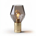 Glazen tafellamp met geometrische zwarte schaduw en gouden basis 20 x 20 x 35cm