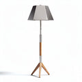 Stijlvolle vloerlamp van metaal en hout in grijs en naturel 25 x 25 x 150cm
