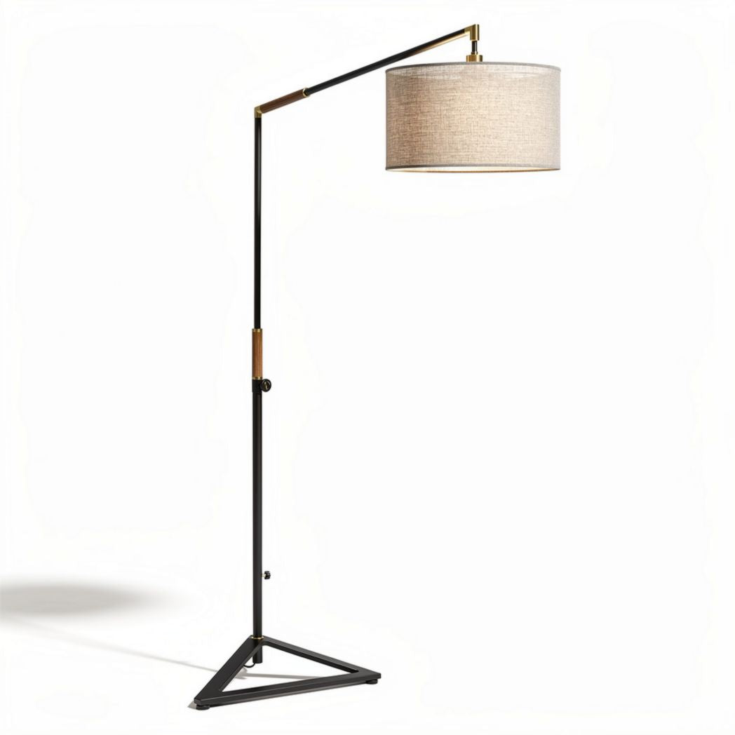 Stalen vloerlamp met gebogen arm en metalen kap 30 x 30 x 150cm