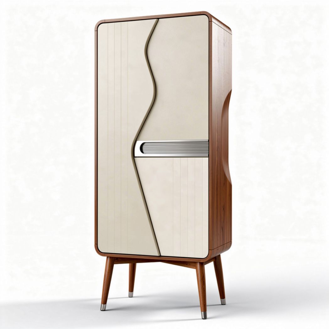 Houten kast met een beige front en een moderne uitstraling van 80 x 45 x 150cm